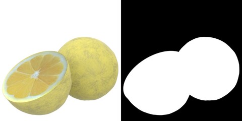 3D rendering illustration of a couple of lemons