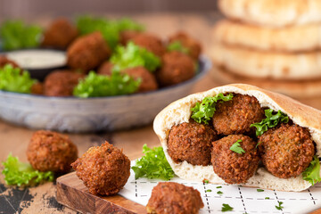 Vegetarian dish - falafel balls from spiced chickpeas	
