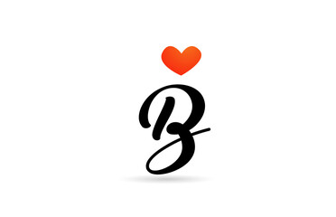 handwritten B alphabet letter icon logo design. Creative template for business with love heart