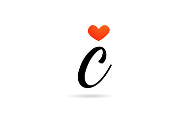 handwritten C alphabet letter icon logo design. Creative template for business with love heart