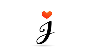 handwritten J alphabet letter icon logo design. Creative template for business with love heart