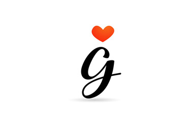 handwritten G alphabet letter icon logo design. Creative template for business with love heart