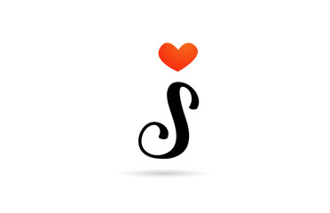handwritten S alphabet letter icon logo design. Creative template for business with love heart