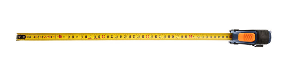 Measure tape isolated cut out on white background, overhead view - Powered by Adobe