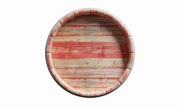 Wine, beer barrel. Old wooden barrel top isolated on white background, 3d render
