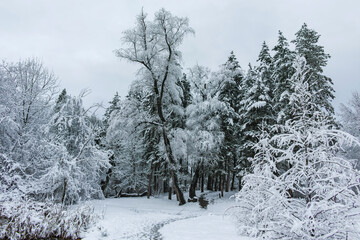 Winter view panorama of South Park in city of Sofia, Bulgaria