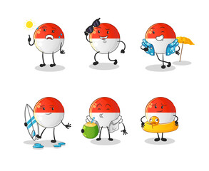 indonesian flag holiday character. cartoon mascot vector