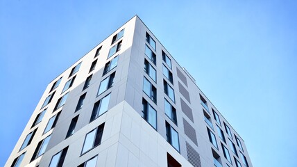  Facade of a modern apartment condominium in a sunny day