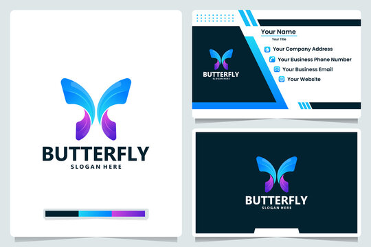butterfly , color gradient,logo design and business card