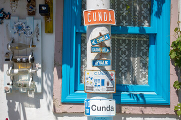 Cunda - Ayvalik - Turkey, Fancy wall view with signs on the island.