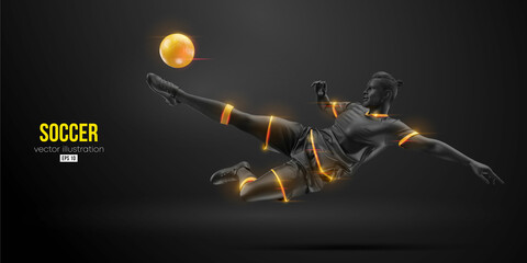 football soccer player man in action isolated black background. Vector illustration © Yevheniia