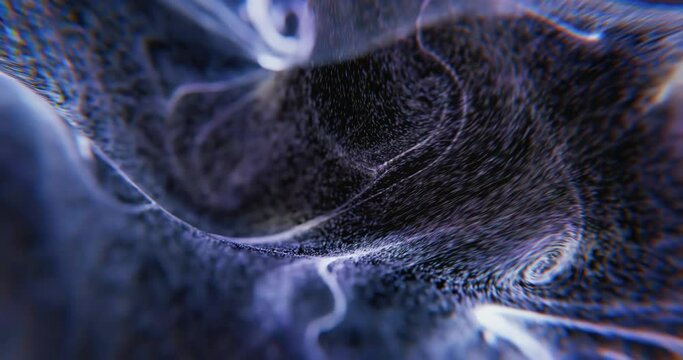 Abstract light particles flowing on black background. wallpaper backdrop with flowing powerful dots and stroke patterns, depth of field. seamless 4K loop