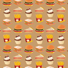 Seamless fast food concept illustration vector template style