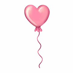 Pink balloon in the shape of a heart on white background. Vector illustration 