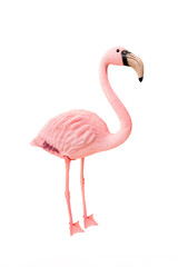Pink flamingo figure isolated on white