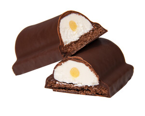 Glazed curd cream banana sweet isolated on the white background