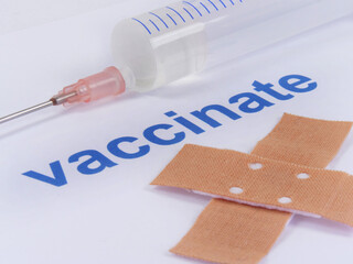 Coronavirus vaccine syringe and plaster icon image