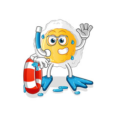 sunny side up swimmer with buoy mascot. cartoon vector