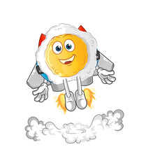 sunny side up with jetpack mascot. cartoon vector