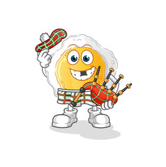 Obraz premium sunny side up scottish with bagpipes vector. cartoon character