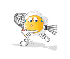 sunny side up playing badminton illustration. character vector