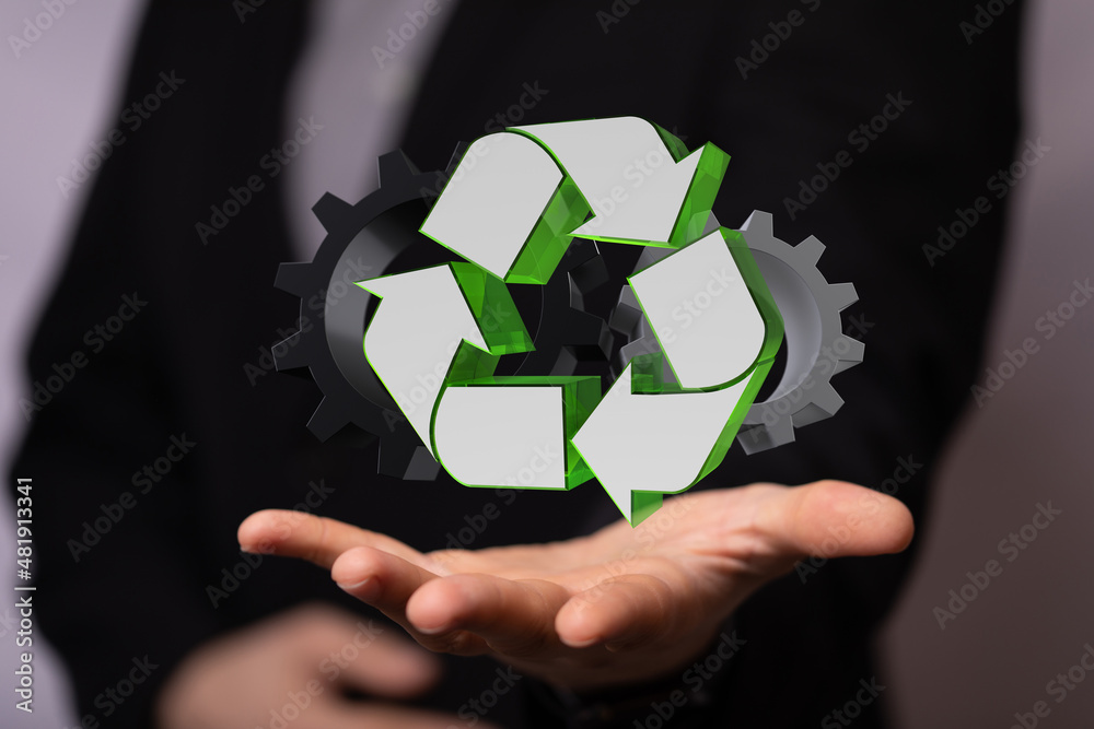Poster mechanism green gears and cogs at work on black background. industrial machinery. 3d illustration. 3