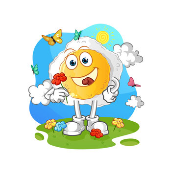 sunny side up pick flowers in spring. character vector