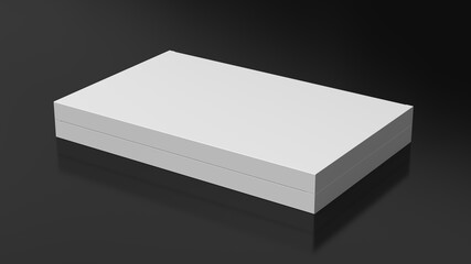 Flat box mock up: White gift box on black background. Side view.