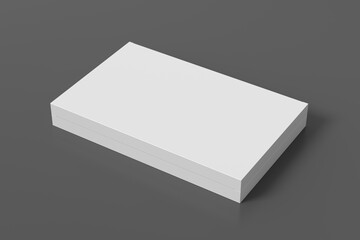 Flat box mock up: White gift box on gray background. Side view.