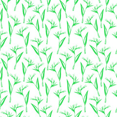 Seamless mint color strelitzia flower pattern. Vector strelitzia pattern isolated on white background. Design for textile, wallpapers, greeting cards, home decoration, invitation cards.