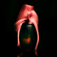 Light Flow From Glass Vase Hand Painted