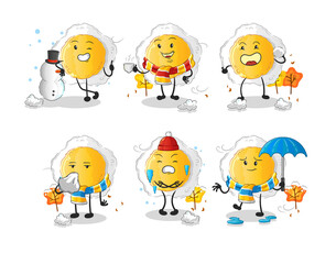 sunny side up in cold weather character mascot vector