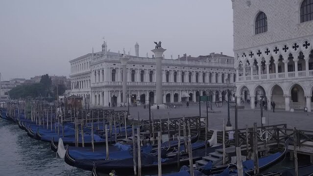 4k Aerial footage drone view of Venezia, historic building in Venezia Veneto Italy