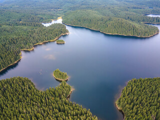 Aerial landscape of Shiroka polyana Reservoir, Bulgaria