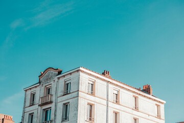 Dunkirk, France 20-01-2022: old houses in front of the beach in dunkirk