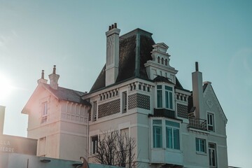 Dunkirk, France 20-01-2022: old houses in front of the beach in dunkirk