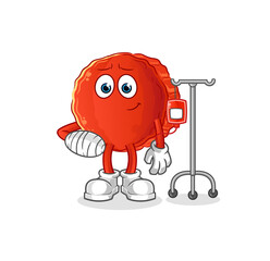 bottle cap sick in IV illustration. character vector
