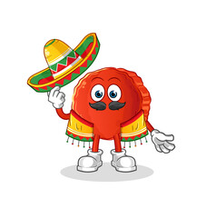 Fototapeta na wymiar bottle cap Mexican culture and flag. cartoon mascot vector