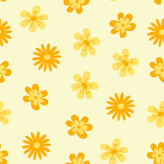 Fototapeta na wymiar Floral seamless pattern. Spring pattern with yellow flowers
