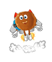 burger meat with jetpack mascot. cartoon vector