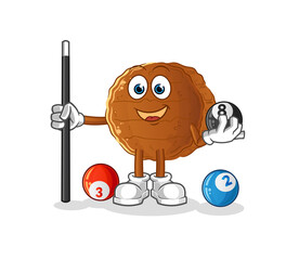 burger meat plays billiard character. cartoon mascot vector