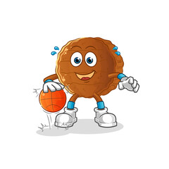 Naklejka premium burger meat dribble basketball character. cartoon mascot vector