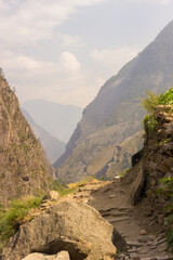 Fototapeta na wymiar View of the mountain valley in the manaslu region