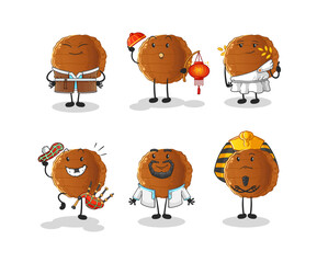 burger meat world culture group. cartoon mascot vector