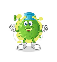 chemical tube full battery character. cartoon mascot vector