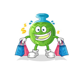 chemical tube shoping mascot. cartoon vector