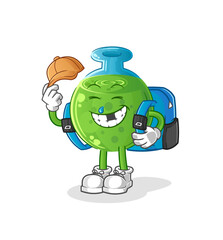 chemical tube goes to school vector. cartoon character