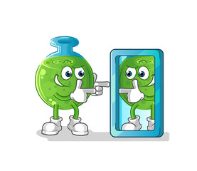 chemical tube looking into mirror cartoon. cartoon mascot vector