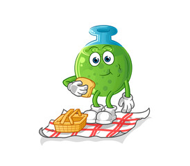 chemical tube on a picnic cartoon. cartoon mascot vector