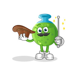 chemical tube fencer character. cartoon mascot vector